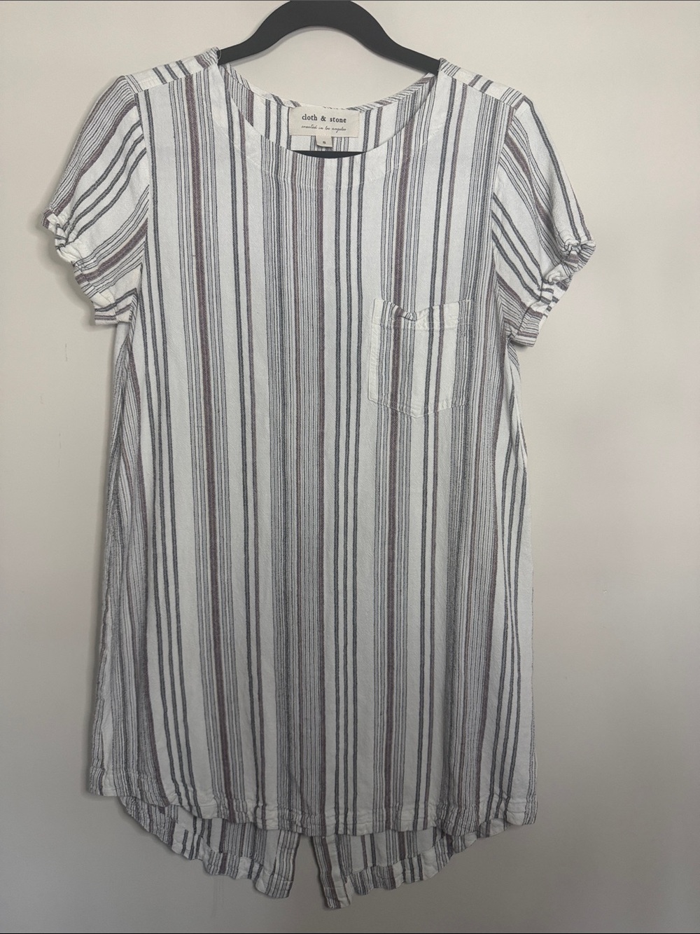 cloth & stone White Tunic with Gray and Brown Vertical Stripes